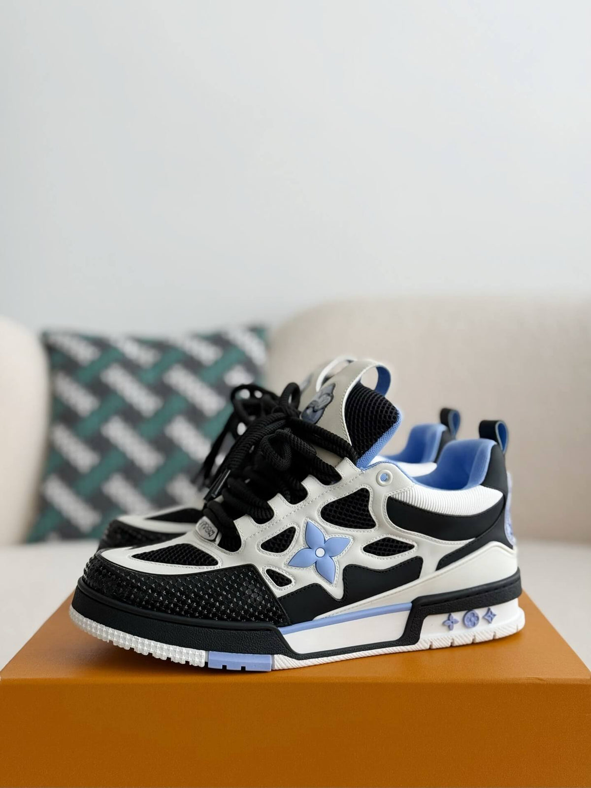 Louis Vuitton LV Skate Sneaker Black White Light Blue