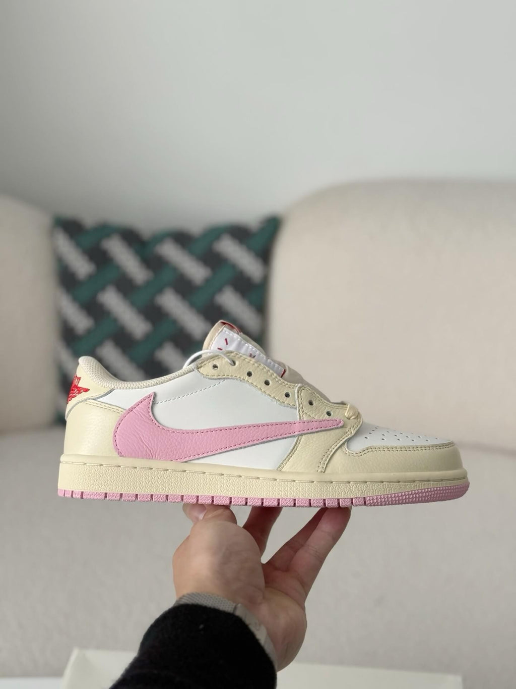 Travis Scott x Air Jordan 1 Low OG SP “Shy Pink” Sneakers – Cream, White & Pink