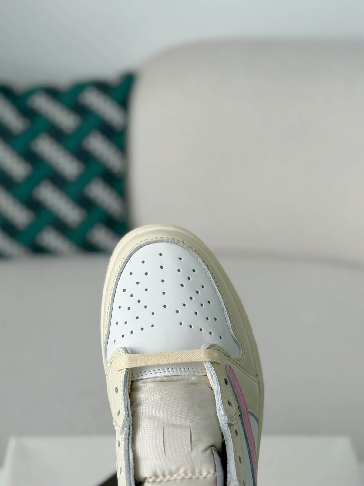 Travis Scott x Air Jordan 1 Low OG SP “Shy Pink” Sneakers – Cream, White & Pink