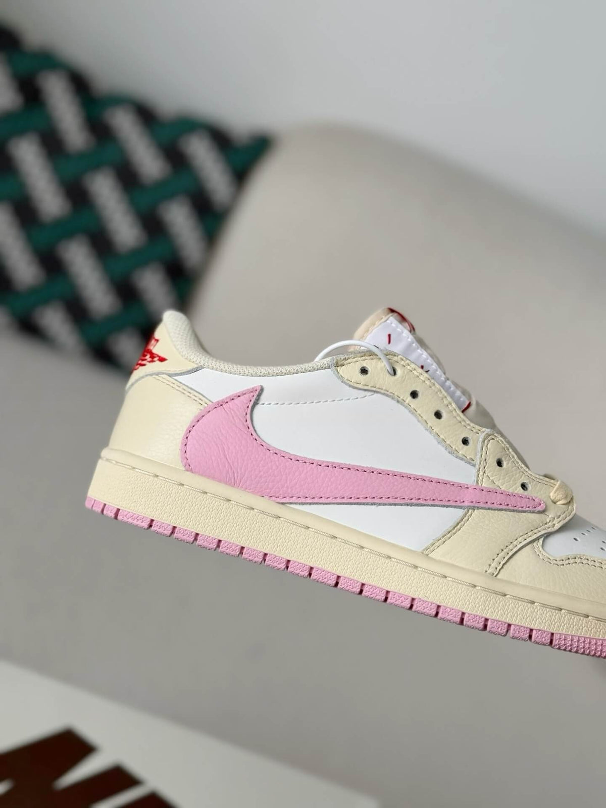 Travis Scott x Air Jordan 1 Low OG SP “Shy Pink” Sneakers – Cream, White & Pink