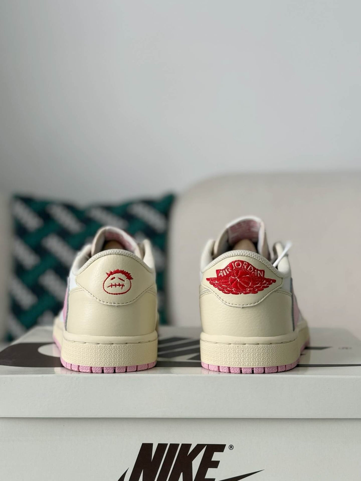 Travis Scott x Air Jordan 1 Low OG SP “Shy Pink” Sneakers – Cream, White & Pink