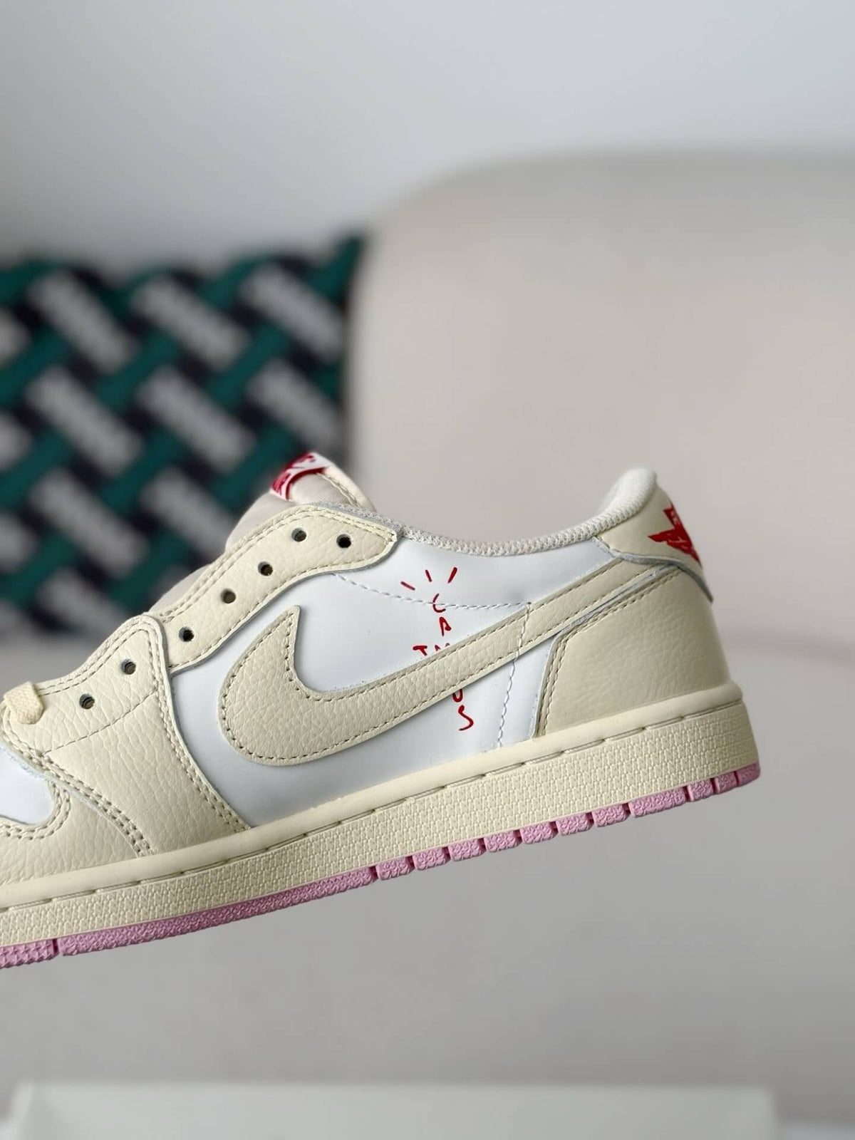 Travis Scott x Air Jordan 1 Low OG SP “Shy Pink” Sneakers – Cream, White & Pink