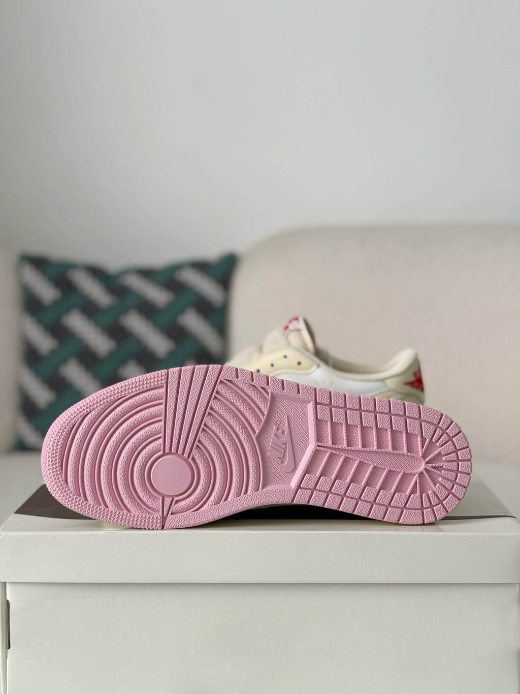 Travis Scott x Air Jordan 1 Low OG SP “Shy Pink” Sneakers – Cream, White & Pink