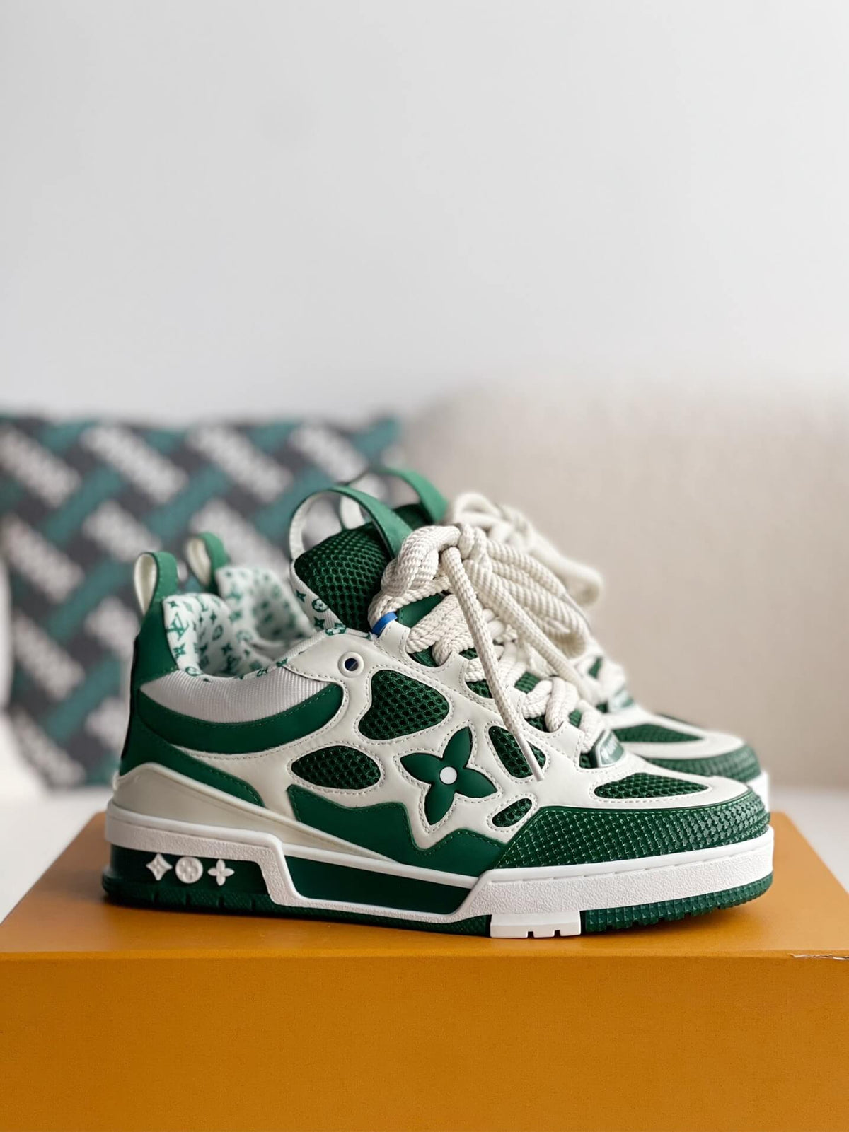 Louis Vuitton LV Skate Sneaker – Green & White Monogram Technical Mesh