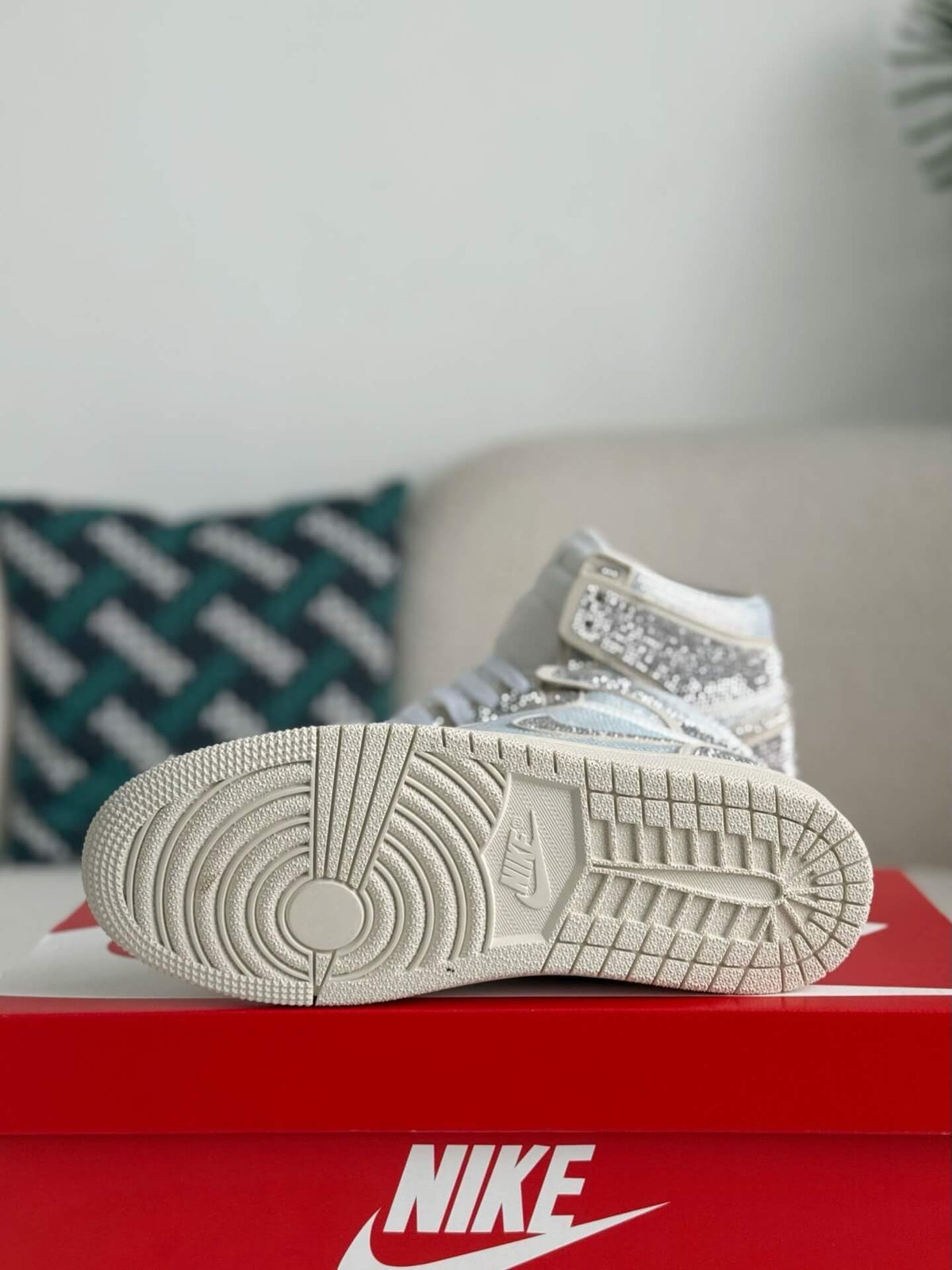 White & Silver Air Jordan 1 ‘Diamond Dust’ Custom
