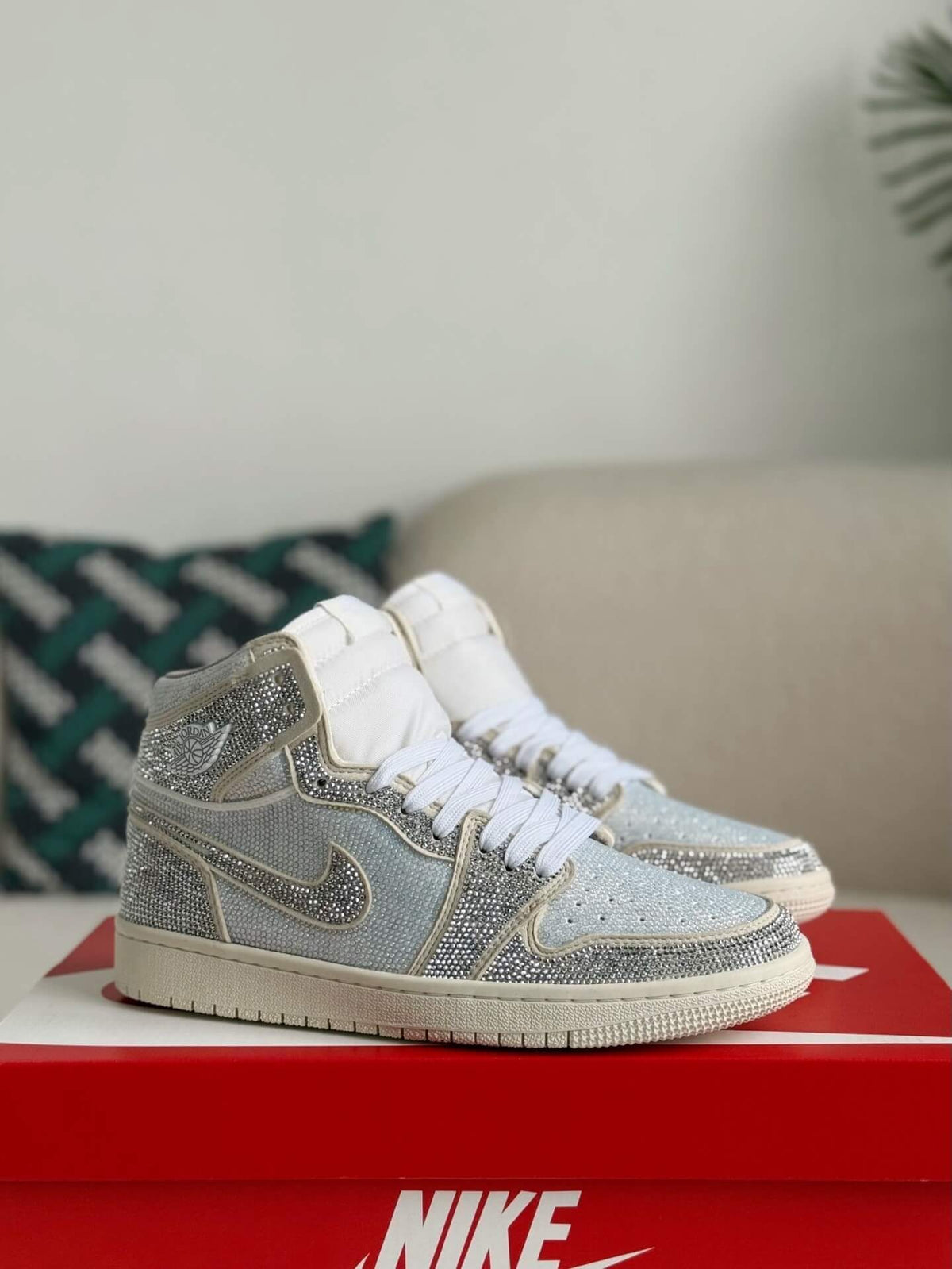 White & Silver Air Jordan 1 ‘Diamond Dust’ Custom