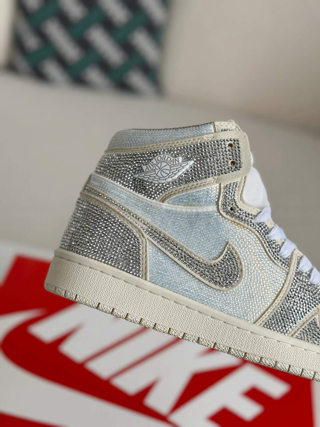 White & Silver Air Jordan 1 ‘Diamond Dust’ Custom