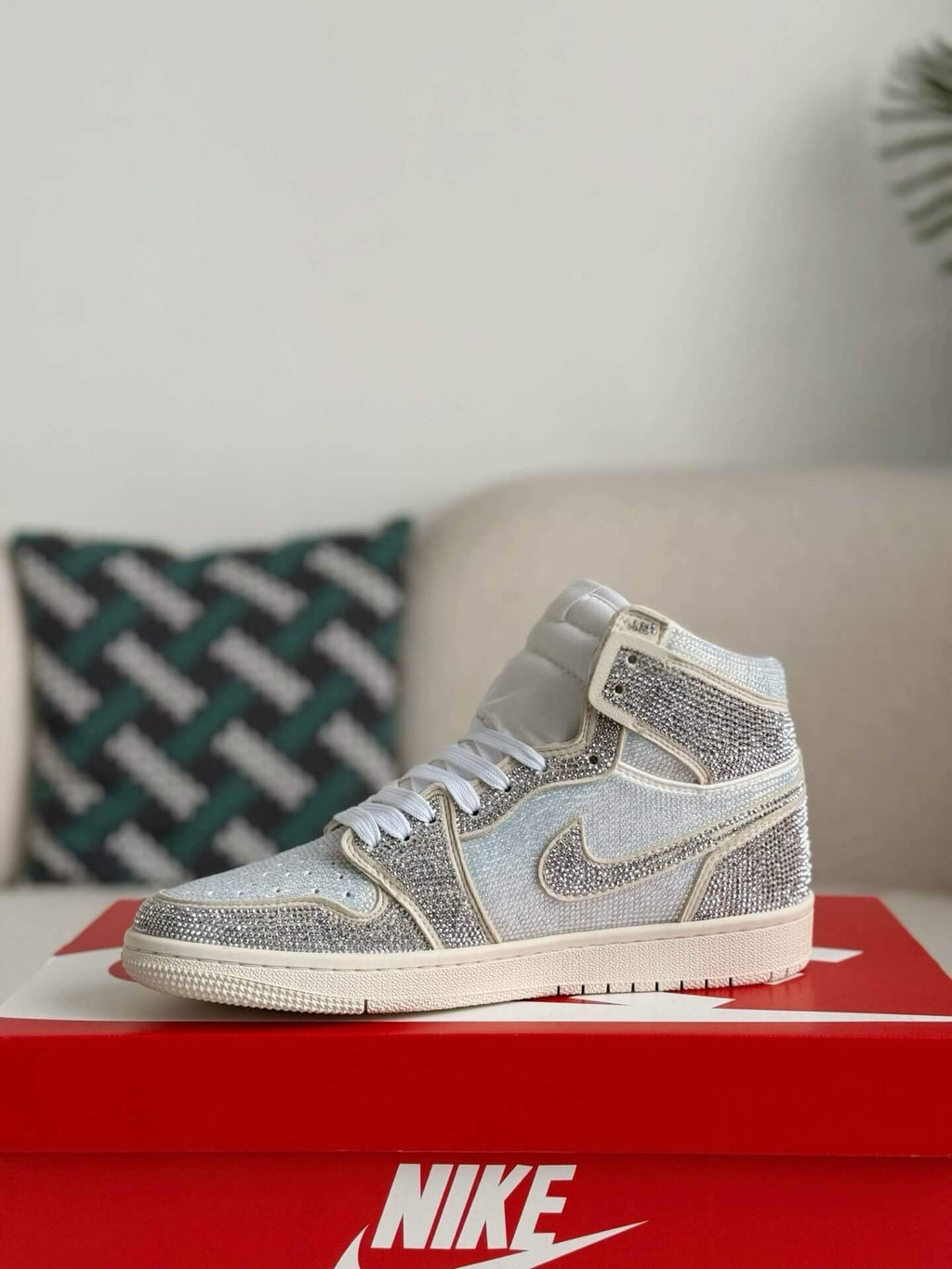White & Silver Air Jordan 1 ‘Diamond Dust’ Custom