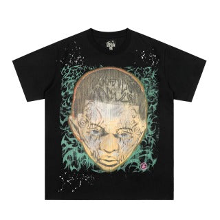 Hellstar American High Street Vintage Short-Sleeve Trendy T-Shirt